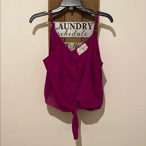 Chic Pink Sleeveless Camisole with Tie Front